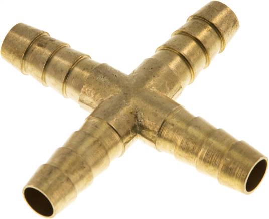 Kreuz-Schlauchverbinder 9 (3/8")mm, Messing