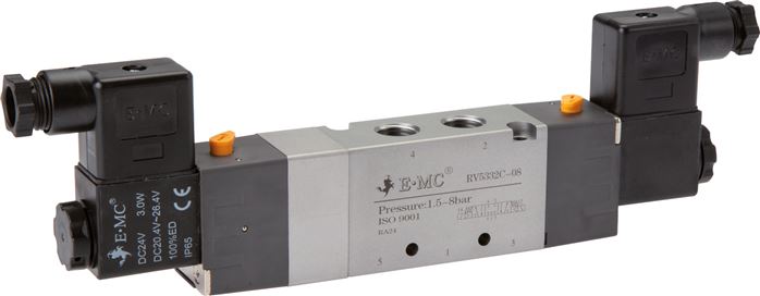 5/3-Wege Magnetventil, G 1/4", Mittelstellung geschlossen, 230 V AC, Pilot: Polyamid