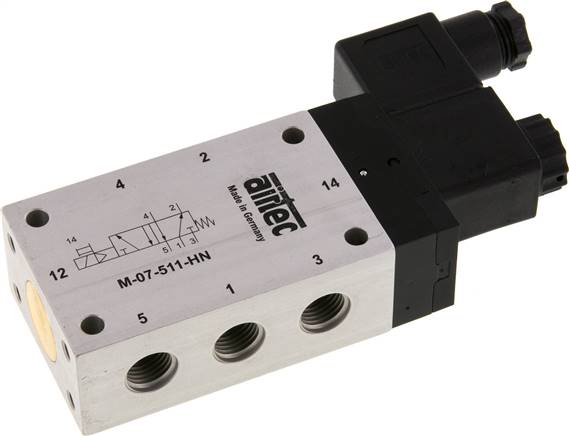 5/2-Wege Magnetventil, G 1/4", Feder, 230 V AC