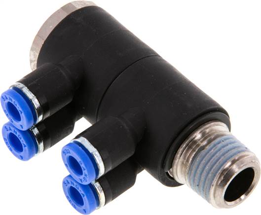 Steck-Mehrfachverteiler, 4-fach R 1/4"-4mm, IQS-Standard