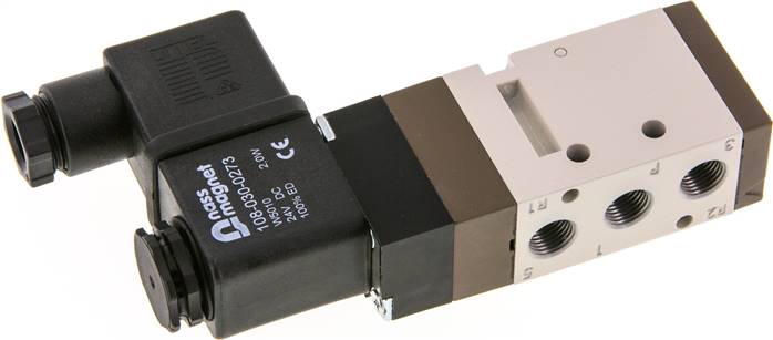 5/2-Wege Magnetventil, G 1/8", Federrückstellung, 230 V AC, Norm-Stecker Grösse 1