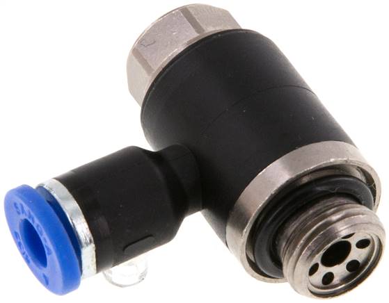 Winkel-Drosselrückschlagventil G 1/8"-4mm,abluftregelnd (Standard), gesichert verstellbar