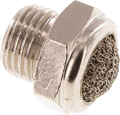 Schalldämpfer G 1/8", Drahtgewebe, Messing vernickelt