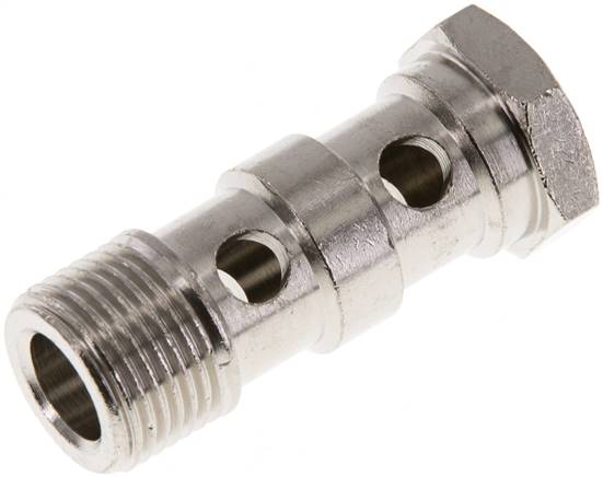 Hohlschraube, 2-fach G 3/8"-42,0mm, Messing vernickelt