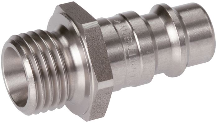 Kupplungsstecker (NW7,2) G 3/8"(AG), Edelstahl, beidseitig absperrend