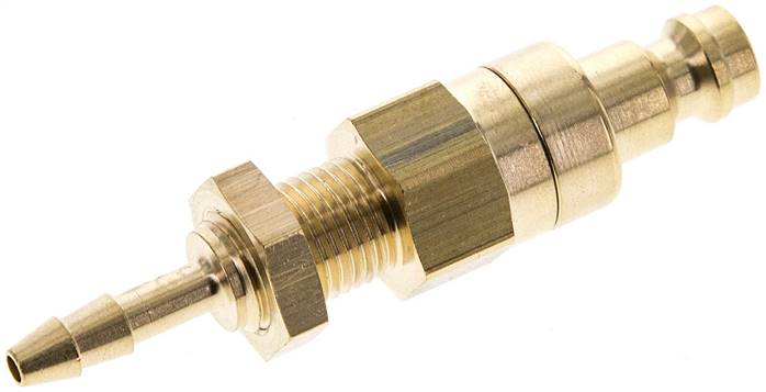 Schott-Kupplungsstecker (NW5) 4mm Schlauch, Messing, beidseitig absperrend