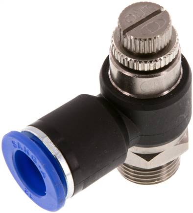 Winkel-Drosselrückschlagventil G 3/8"-12mm,abluftregelnd (Standard)