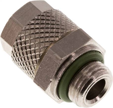 Gerade Verschraubung G 1/8"-8x6mm, Messing vernickelt, Dichtung FKM