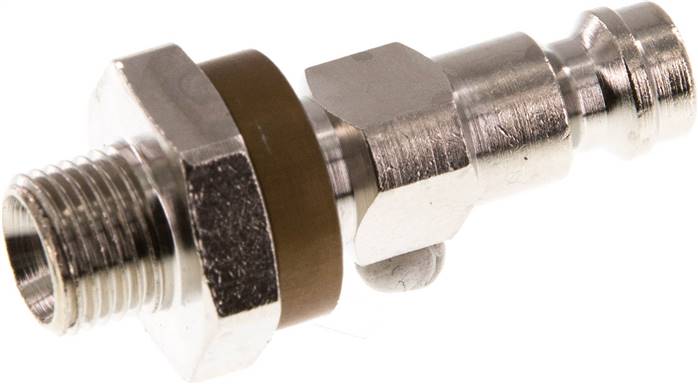 Kupplungsstecker (NW5) G 1/8"(AG), braun, Dreieck 9,5 mm, Messing vernickelt