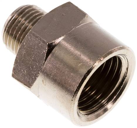 Reduziernippel R 1/8"(AG)-Rp 1/4"(IG), Messing vernickelt
