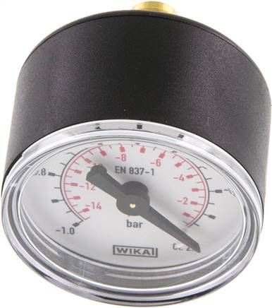 Manometer waagerecht (KU/Ms), 40mm, -1 bis 0 bar, G 1/8"
