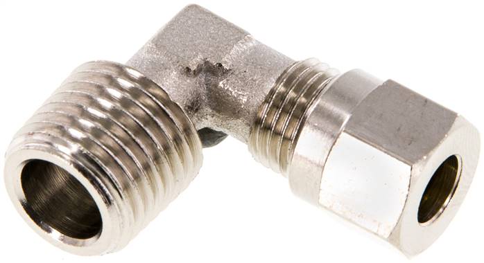 Winkel-Schneidringverschraub. R 1/4"-6 LL (M10x1), Messing vernickelt