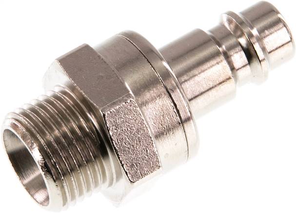 Kupplungsstecker (NW7,2) G 3/8"(AG), Messing vernickelt, beidseitig absperrend