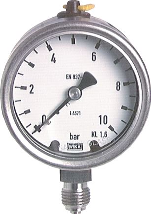 Chemie-Manometer senkrecht, 63mm, 0 - 10 bar