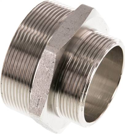 Doppelnippel G 2-1/2"-G 2", Messing vernickelt
