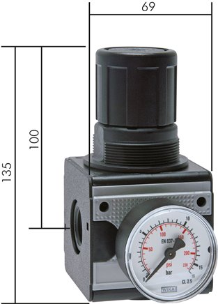 MULTIFIX Druckregler, abschließbar,G 3/4" 0,2 - 6bar