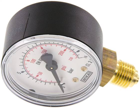 Manometer senkrecht (KU/Ms), 50mm, 0 bis 16 bar, G 1/4"