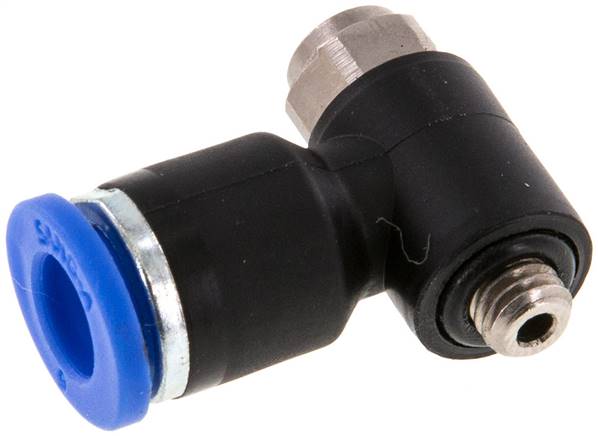Winkel-Drosselrückschlagventil M 5-6mm,abluftregelnd (Standard), gesichert verstellbar