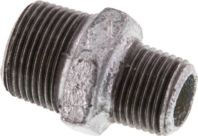 Doppelnippel R 3/4"-R 1/2", Temperguss verzinkt