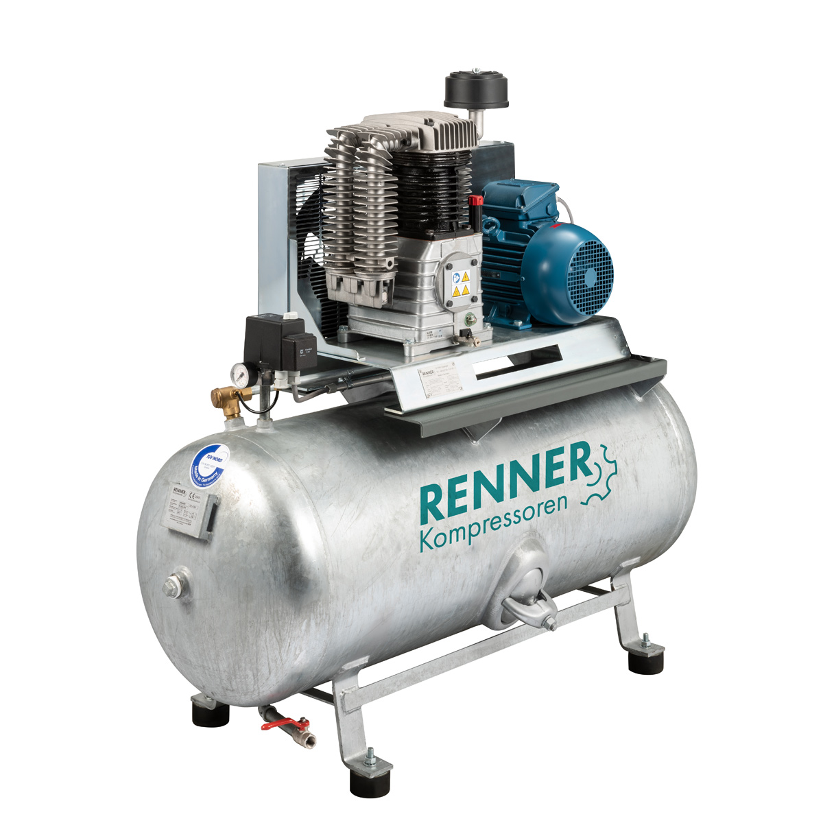 RENNER RIKO H 960/250 Industrie-Kolbenkompressor 15 bar - verzinkter, liegender Behälter