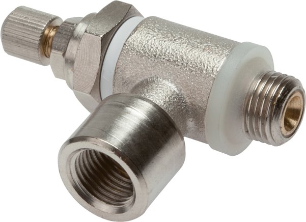 Drosselrückschlagventil G 1/8", zuluftregelnd (A), Messing, Rändelschraube und Kontermutter