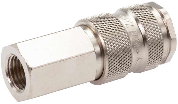 Schnellkupplung (NW7,2) G 3/8"(IG), Stahl gehärtet, vernickelt / Messing vernickel