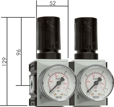 FUTURA Druckregler, G 1/4", 0,5 - 16bar, mit durchgehender Druckversorgung