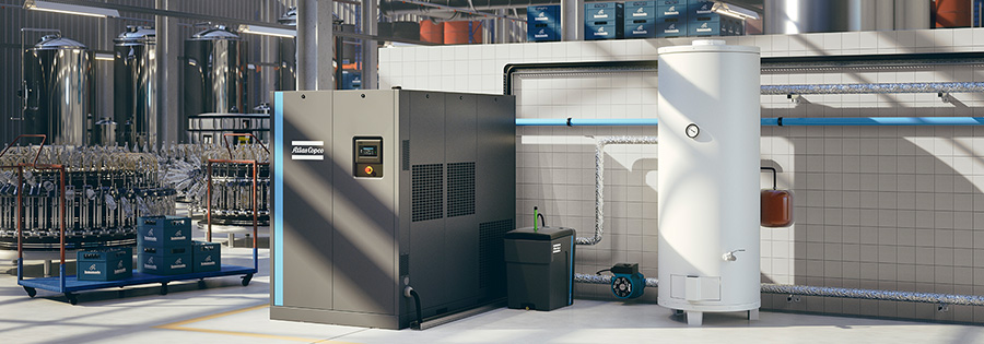 Druckluftanlage von Atlas Copco in einer Industrieumgebung