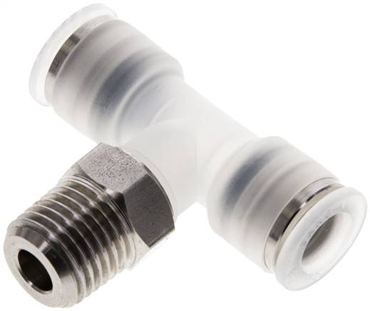 T-Steckanschluss R 1/4"-8mm, IQS-PP, Polypropylen mit Edelstahl-Gewinde
