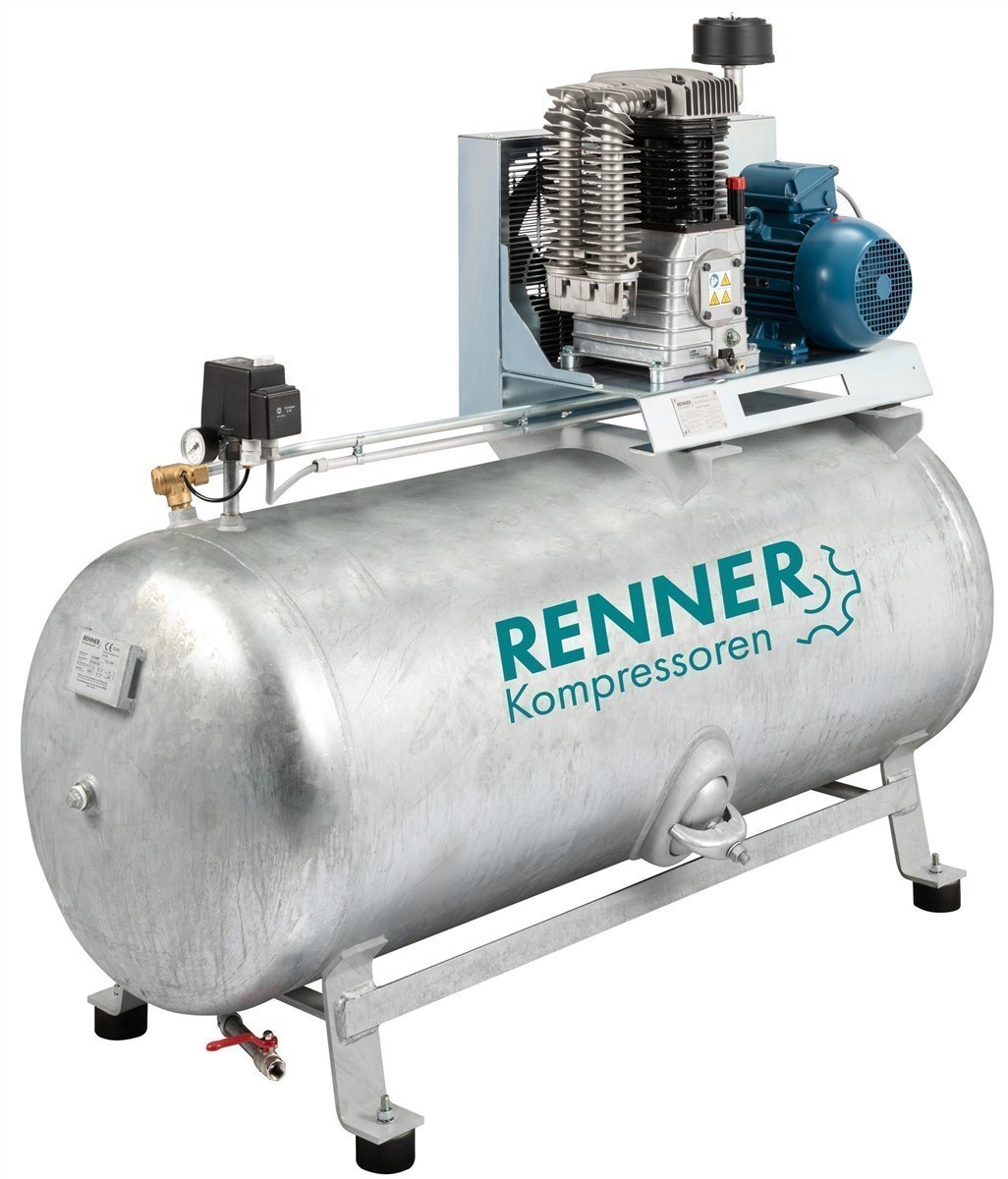 RENNER Riko 960/500 compressore industriale a pistoni 10 bar - zincato, serbatoio orizzontale