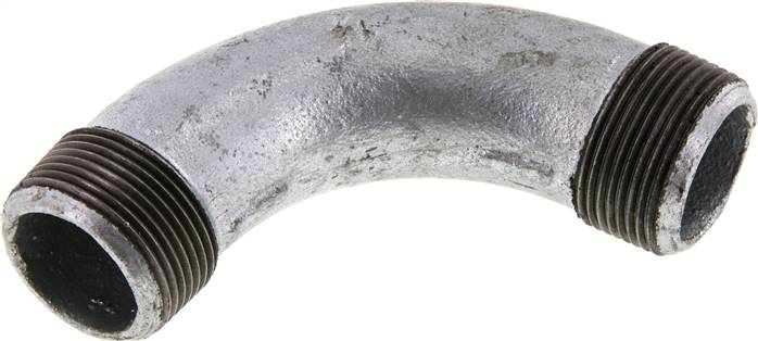 90°-Bogen R 1-1/4" (AG), Temperguss verzinkt
