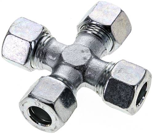 Kreuz-Schneidringverschraubung 12 L (M18x1,5), Stahl verzinkt