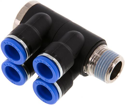 Steck-Mehrfachverteiler, 4-fach R 3/8"-10mm, IQS-Standard