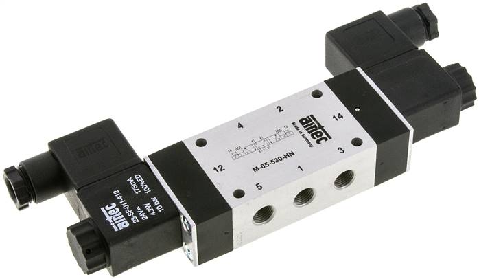 5/3-Wege Magnetventil, G 1/8", Mittelstellung geschlossen, 24 V=, NW 6