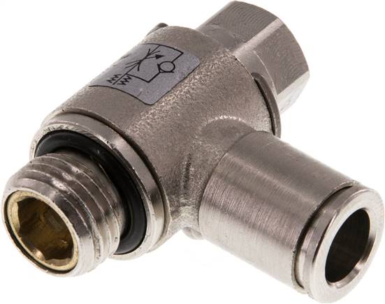 Winkel-Drosselrückschlagventil G 1/4"-8mm,zuluftregelnd, Messing