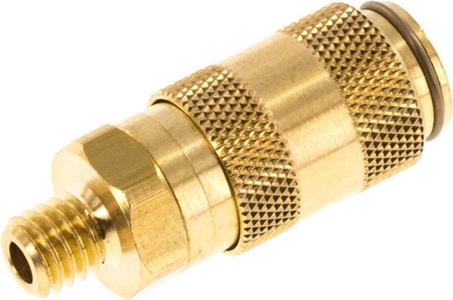 Schnellkupplung (NW2,7) M 5(AG), Messing, für Stecker beidseitig absperrend