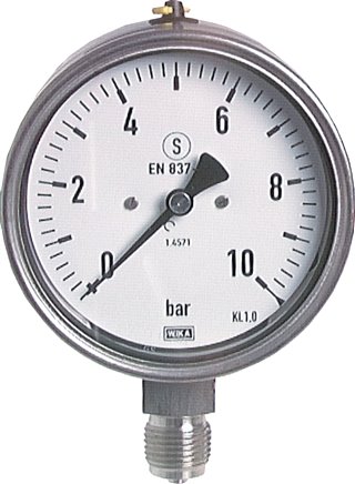 Sicherheits-Manometer senkrecht, 100mm, -1 bis 15 bar