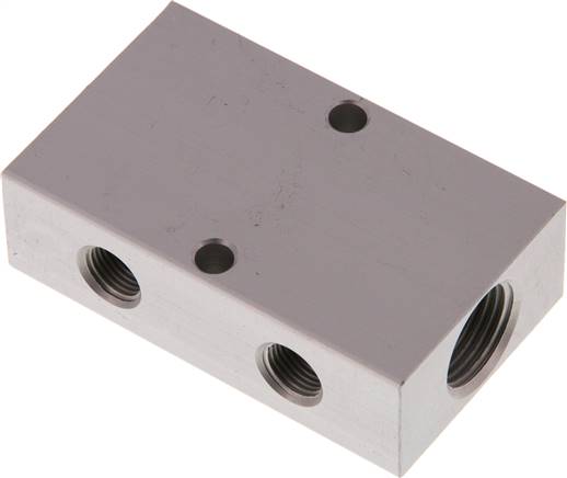 Verteilerleiste 2 x G 3/8"-2 x G 1/8", Aluminium eloxiert
