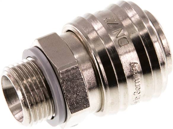 Schnellkupplung (NW7,2) G 3/8"(AG), Messing vernickelt, für Stecker beidseitig absperrend