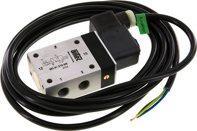 3/2-Wege Magnetventil, G 1/4", Luftfederrückstellung (NO), 24 V= (ATEX), mit 3m Kabel