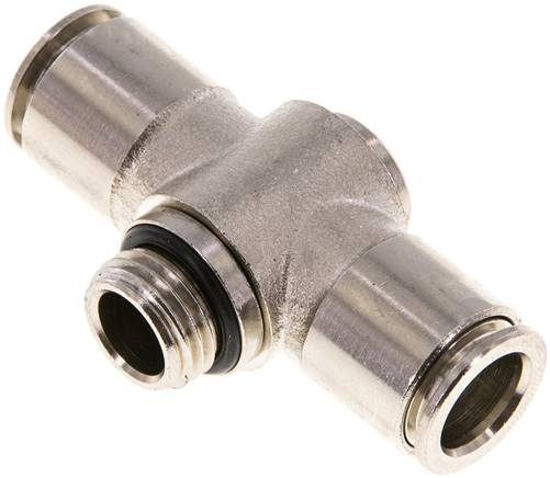 Kompakt-Steckanschluss, T-Stück, einfach, MS vernickelt, Schlauch D 10 mm, Anschluss 1/4"