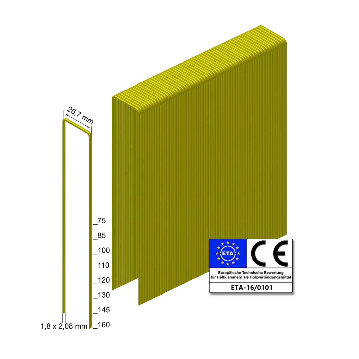 Prebena Heftklammern WP100CRFHA-ETA rostfrei geharzt - VPE 2.180 Stück
