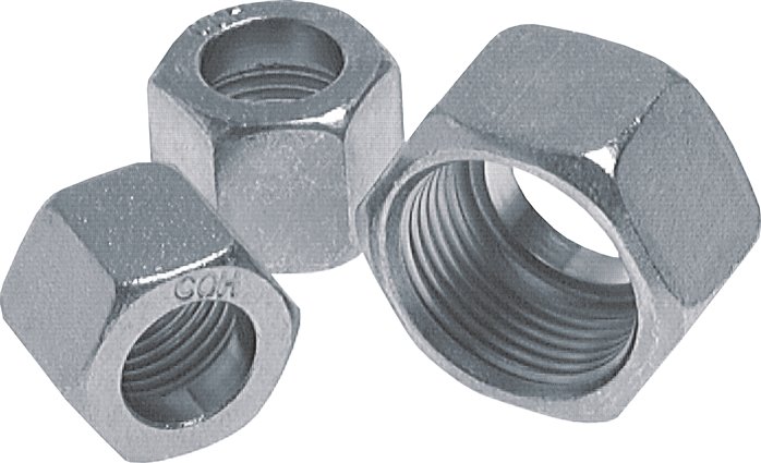 Überwurfmutter DN13, M 22 x 1,5, Bohrung 17,0mm, Stahl verzinkt