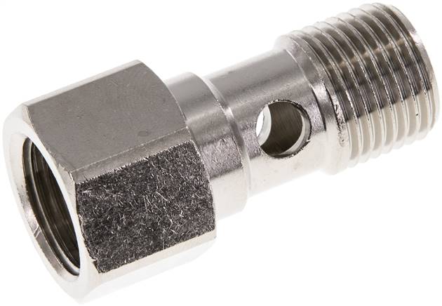 Hohlschraube, 1-fach Innengew. G 1/2"-37,0mm, Messing vernickelt