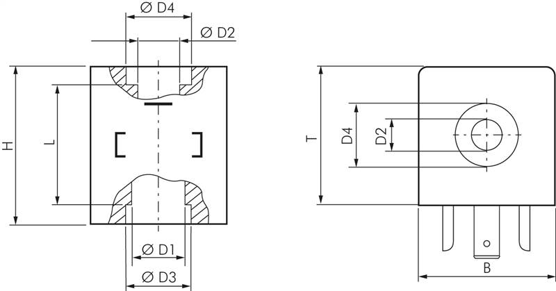 Magnetspule 24 V=, Bauform E, Steckergröße
