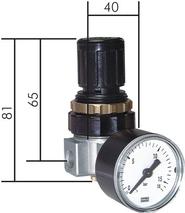 Mini-Druckregler G 1/4", 0,5 - 10 bar, 330 l/min Standard