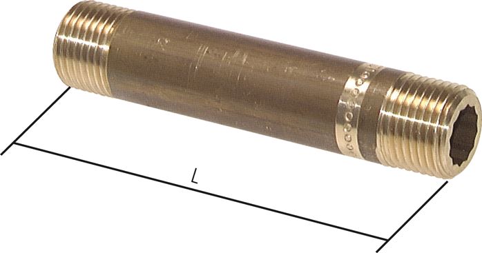 Rohrdoppelnippel G 2"-150mm, Messing