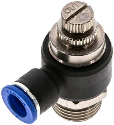 Winkel-Drosselrückschlagventil G 1/2"-10mm,abluftregelnd (Standard)