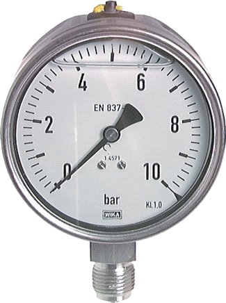 Chemie-Glycerin-Manometer senkrecht,100mm, 0 - 1 bar