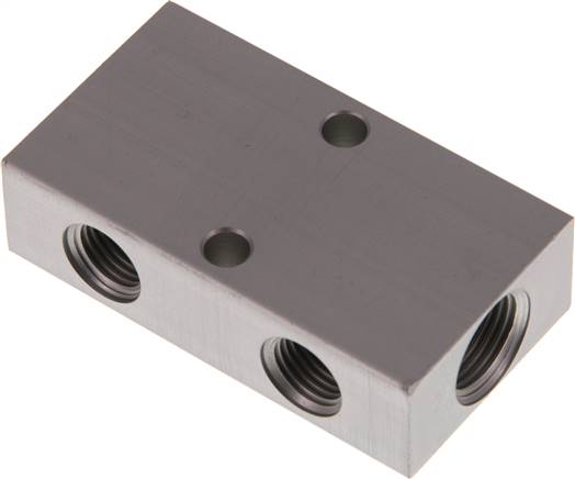Verteilerleiste 2 x G 3/8"-2 x G 1/4", Aluminium eloxiert